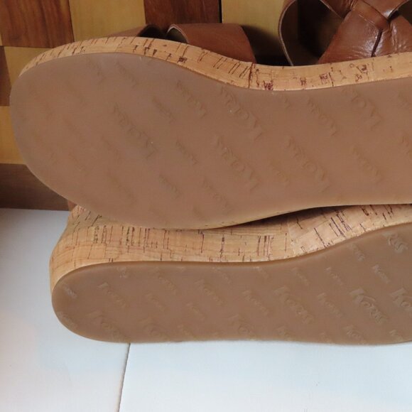 Korks Leather Cork Wedge Platform Sandals 9 - Picture 7 of 10
